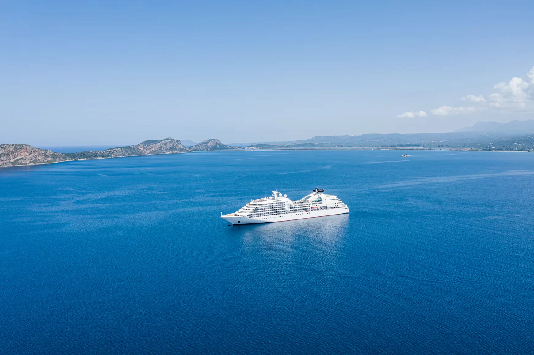 Ocean cruise ship on blue water